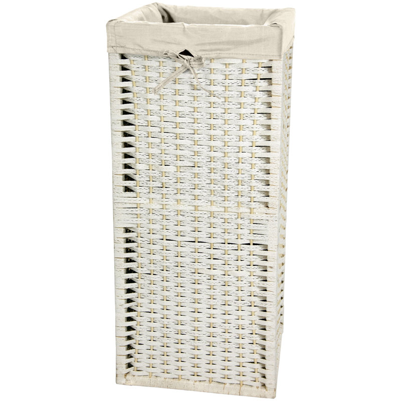 Wicker Laundry Hamper, White