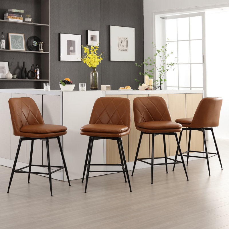 Garrey Swivel Bar & Counter Stool, Counter Stool (26" Seat Height), Brown