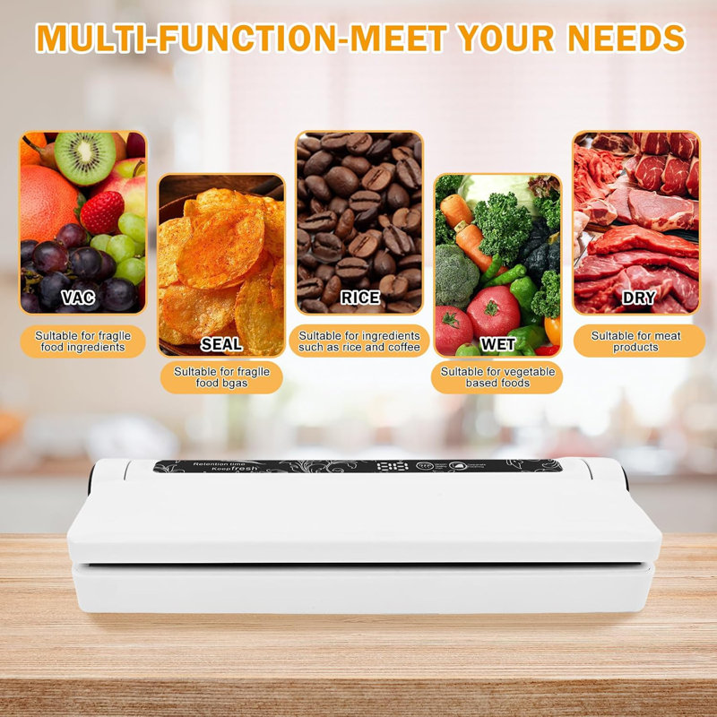Vacuum Sealer Machine With 20 Bags, 75KPA Strong Suction For Food Preservation, Moist & Dry Modes, Digital Timer, Compact Starter Kit For Sous Vide, Meal Prep, Freezer Storage
