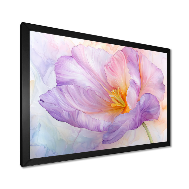 Fleur d'été de tulipe mauve I - art mural tulipe, H 12 po x l 20 po, Reproduction encadrée d'une seule photo sans pass, Noir