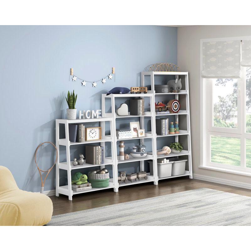 Support de présentation en bois élégant et moderne avec 3 tablettes et 3 tablettes, Marine, 41" H x 30" W x 14" D