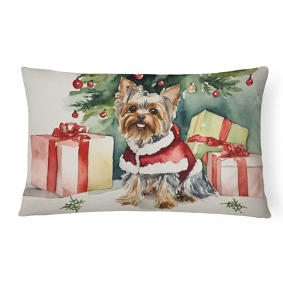 Yorkie Christmas Fabric Decorative Pillow