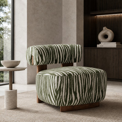30" Wide Zebra-Stripe Accent Chair, Chenille, Green