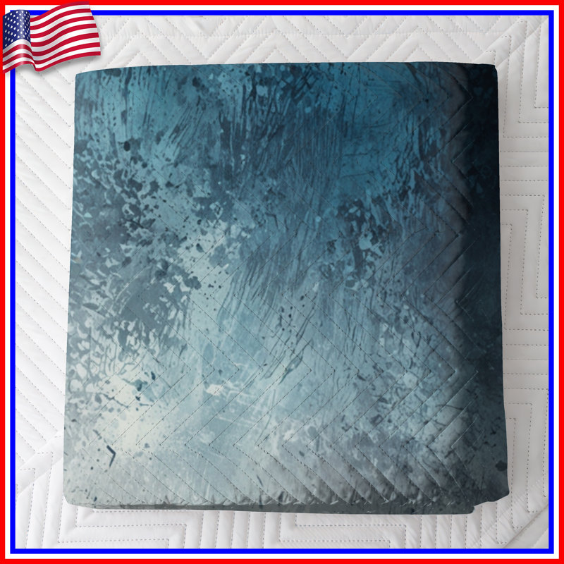 Couvre-lit matelassé à texture grunge bleu toutes tailles, Lit simple