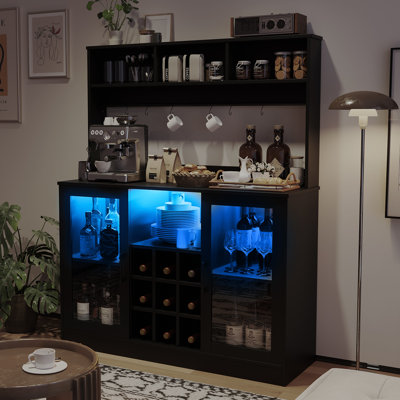 Wine Bottle & Glass Rack Black