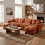 Ensemble de canapé modulaire surdimensionné en chenille avec coussins et 2 repose-pieds, orange terre cuite-1775610280-1775610326