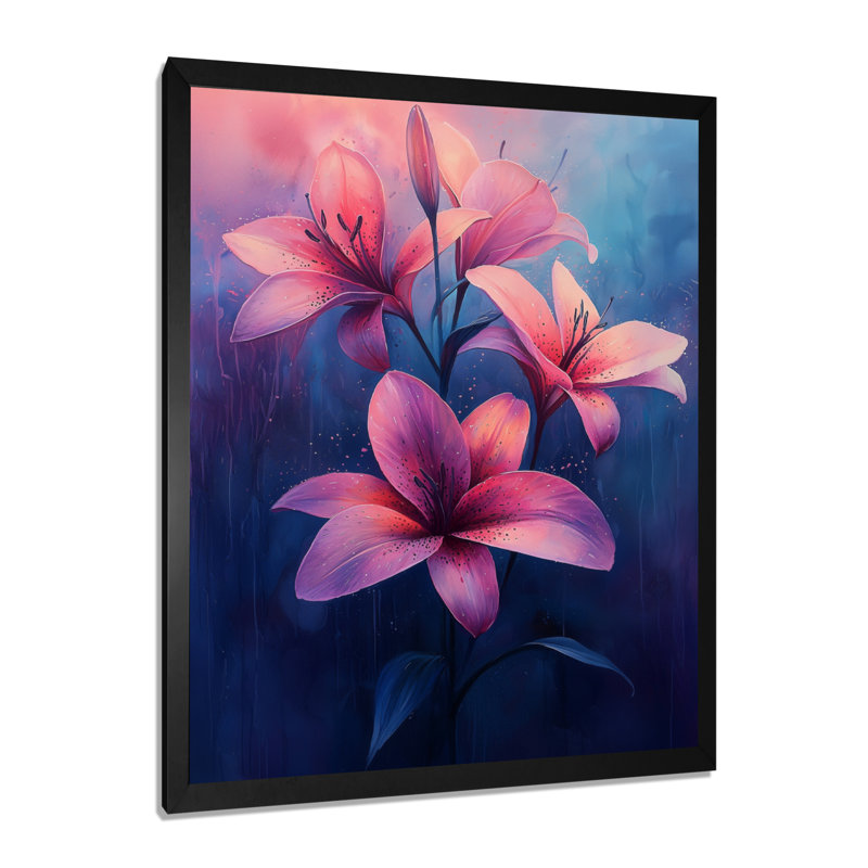 Katlin - salon d'art mural floral, 20" H x 12" W, Reproduction encadrée d'une seule photo, Black