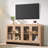 Modern Curved Sideboard, Buffet Storage Cabinet, Media Console  With 4 Glass Doors And Adjustable Shelves-855831160
