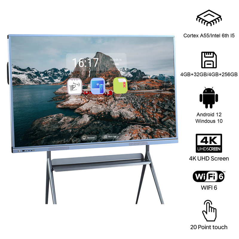 JYXCN Smart Board 65 pouces à écran tactile tout-en-un, tableau blanc interactif avec double système et partage de nuage - idéal pour la salle de classe, le bureau et les présentations?