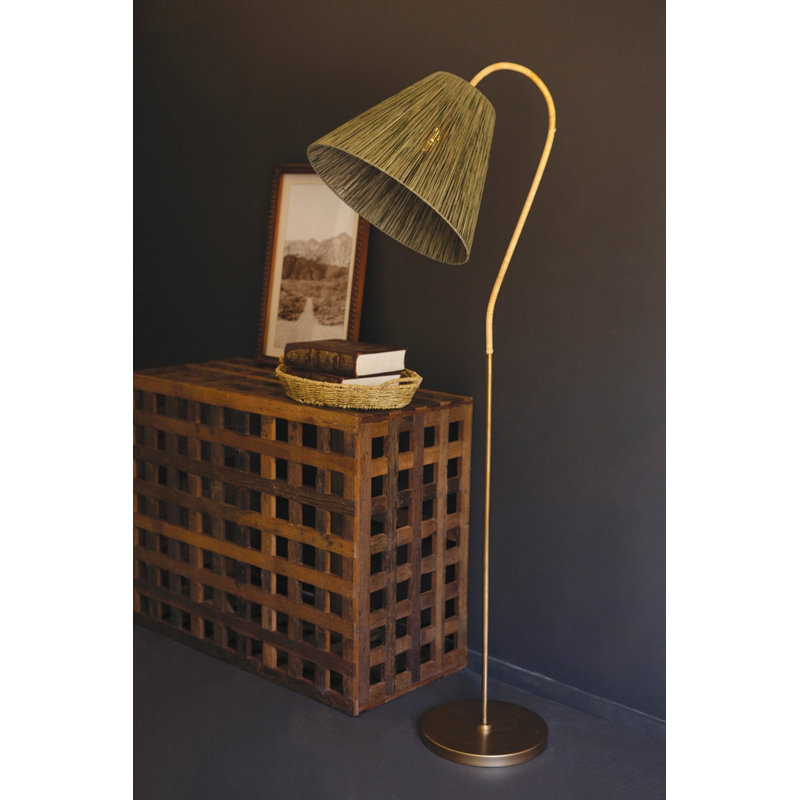  Lampe sur pied en rotin avec abat-jour en raphia et éclairage décoratif décoratif pour salon multicolore