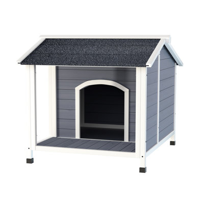 Niche pour chien d'extérieur, bois massif, avec toit en asphalte, plancher surélevé, assemblage rapide, convient aux petits et moyens chiens, poids de 43,79 lb, bois confortable