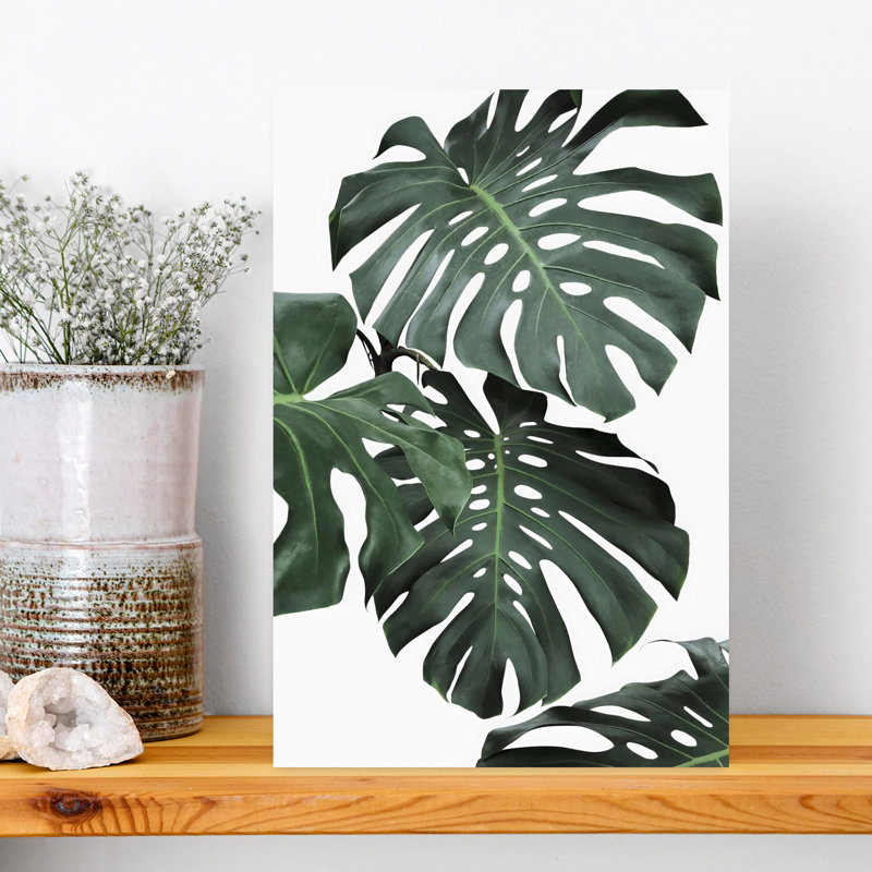 Art mural contemporain abstrait Monstera II, 18" H x 12" W