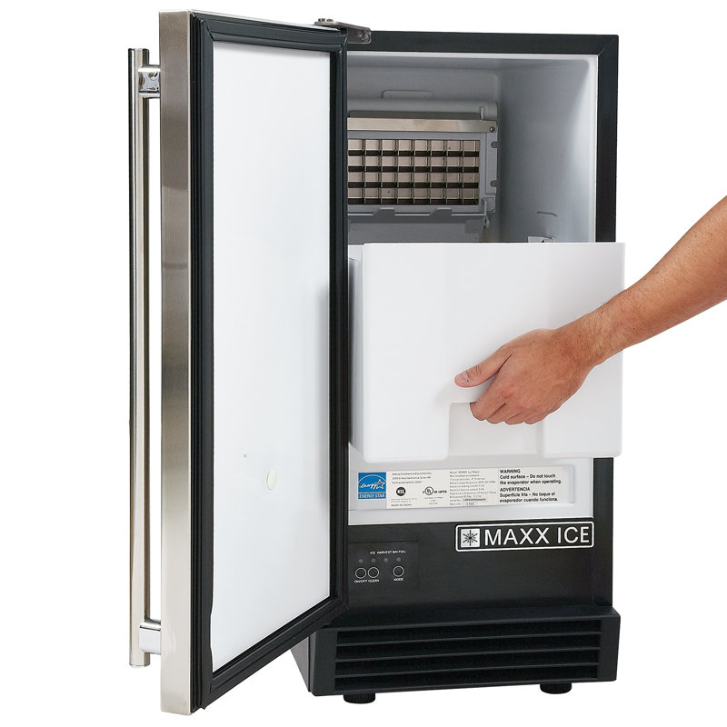 Machine à glace d'intérieur Maxx Ice Premium, l 15 po, 65 lb, Energy Star, en acier inoxydable