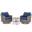 Ensemble de meubles de patio 3 pièces, chaises berçantes pivotantes d'extérieur, ensemble bistro en osier avec chaise berçante-704160635