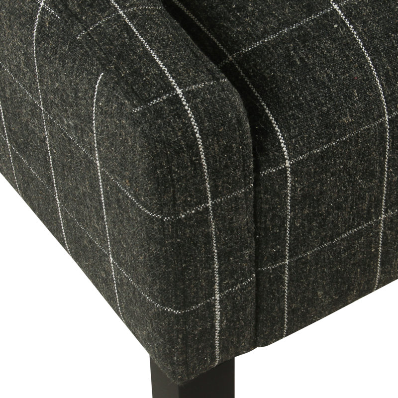 Chaise d'appoint en coton 24,75 po Damiansville, Mélange de lin noir / brun clair à carreaux, Gris délavé