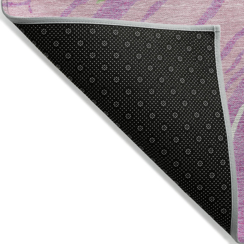 Pink Synthetic Flat Woven Washable 3' x 5' Area Rug