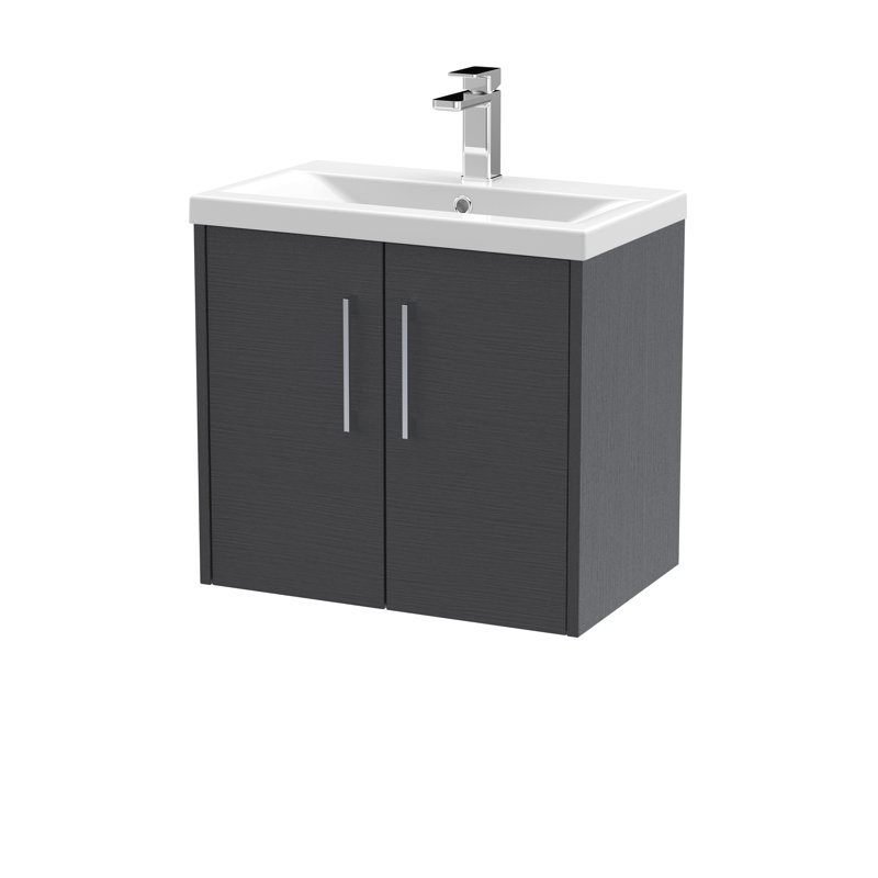 Juno 600mm Single Bathroom Vanity with Integrated Vitreous China Basin, Graphite Grey