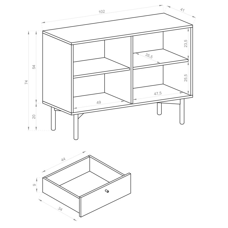 Karlie 102cm Sideboard