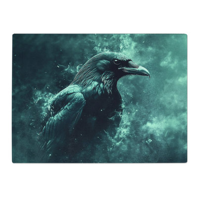 Raven Graphic Bird  Glass Chopping Board