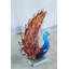 Figurine de paon en verre soufflé à la main sur base transparente NIFao 8 po x 3 po x H 10 po