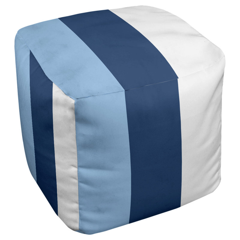 repose-pieds carré, H 13 po x l 13 po x P 13 po, Bleu clair / bleu marine / blanc