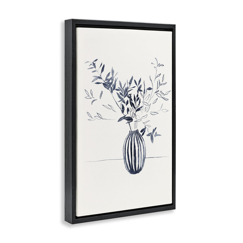 Toile flottante encadrée Minimal Bud Vase par Yuyu Pont, H 25 po x l 17 po, Cadre flottant noir de jais
