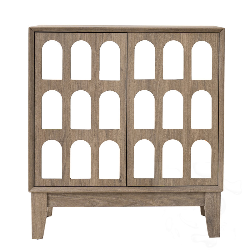 Wooden Double Mirror Door Cabinet, Light Brown