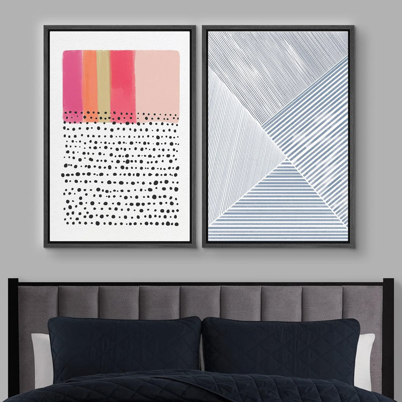 Abstrait aux blocs de couleurs vives avec des points de couleur foncée avec un motif de vagues bleues, Noir