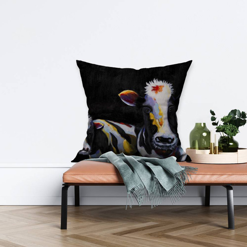 Two funny cows - 26"x26" Throw pillow - Poly twill - Print on demand