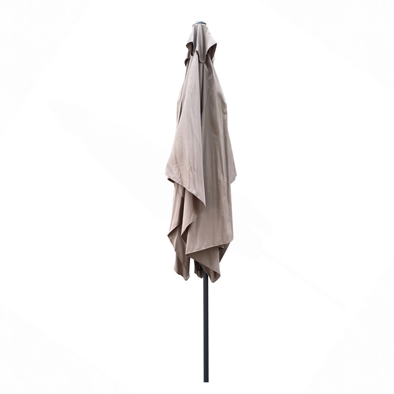 Parasol extérieur imperméable 6 x 9 pi avec manivelle et bouton poussoir inclinable sans rabat pour le jardin, Champignon