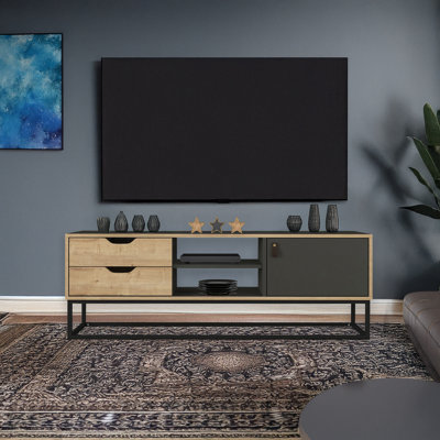 Metal Frame 2 Drawers TV Stand For Tvs Up To 60''