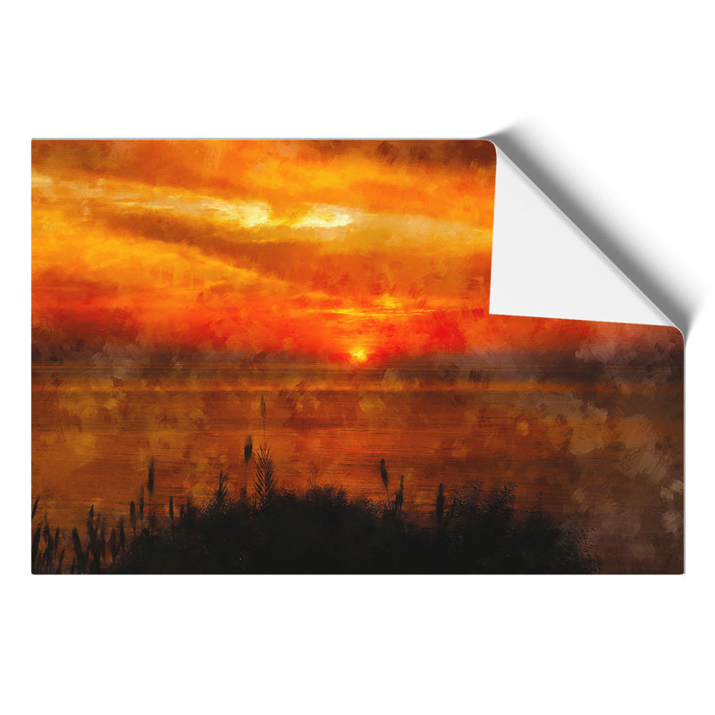 The Orange Sunset Painting - Frameless Print, 21cm H x 30cm W x 0.1cm D
