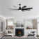 72-Inch 8-ABS Blade Large Space Modern Black Ceiling Fan Light With Lighting, Remote Control Adjustment, And Timing Function