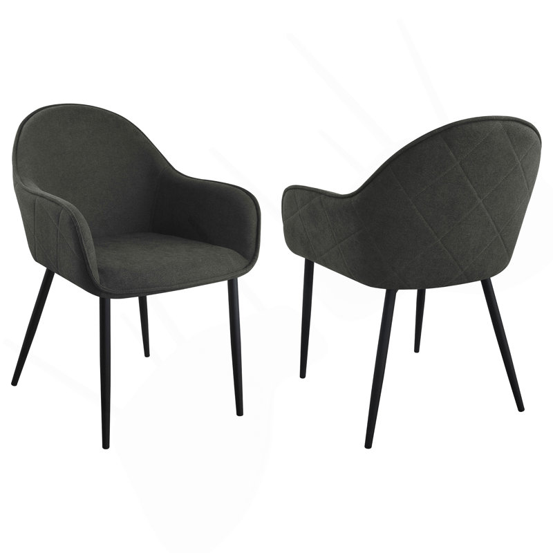 Chaise de salle à manger avec accoudoirs rembourrés Gresham (ensemble de 2), Noir