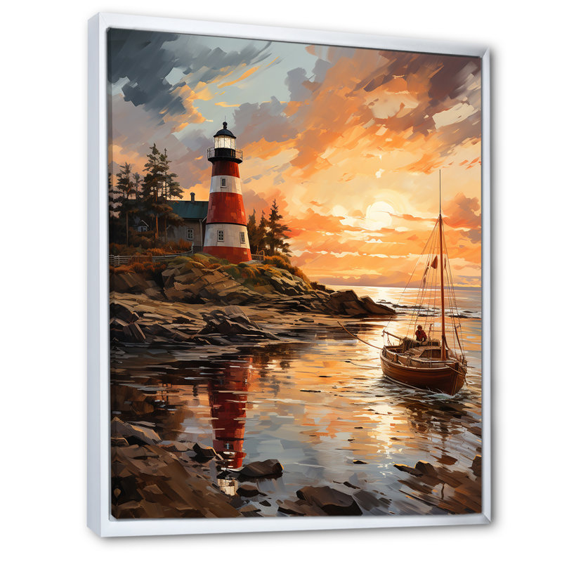 Phares de Siipola par la falaise I - reproduction sur toile, H 40 po x l 30 po x P 1,5 po, Cadre flottant blanc