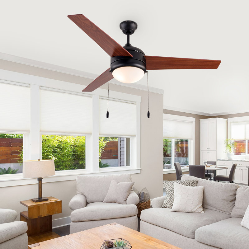 52" Ceiling Fan with Light Kit, Pull Chain and Remote Control