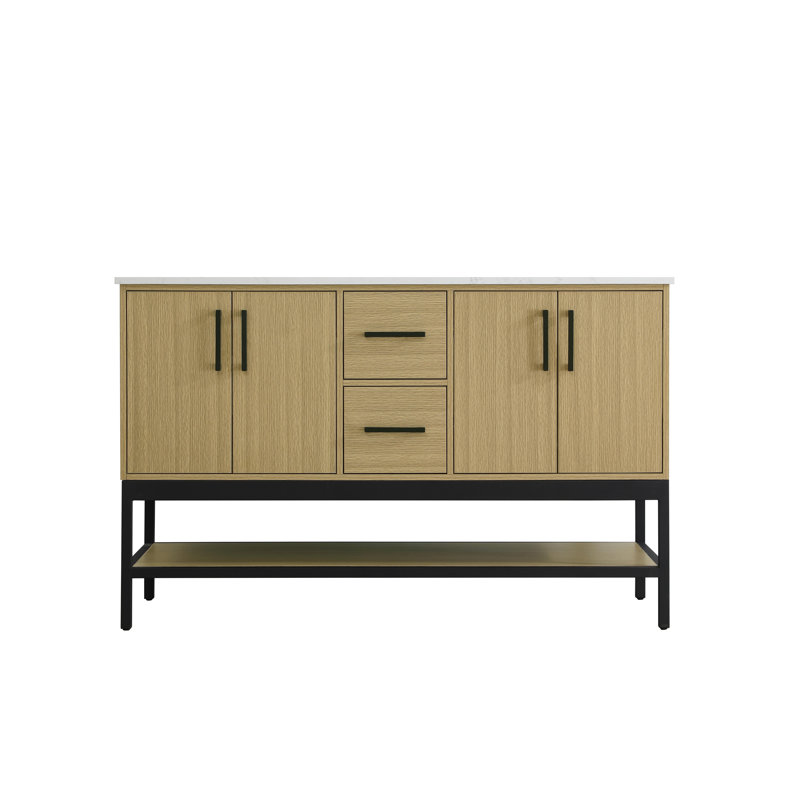 Meuble-lavabo double 54 po, Brun miel