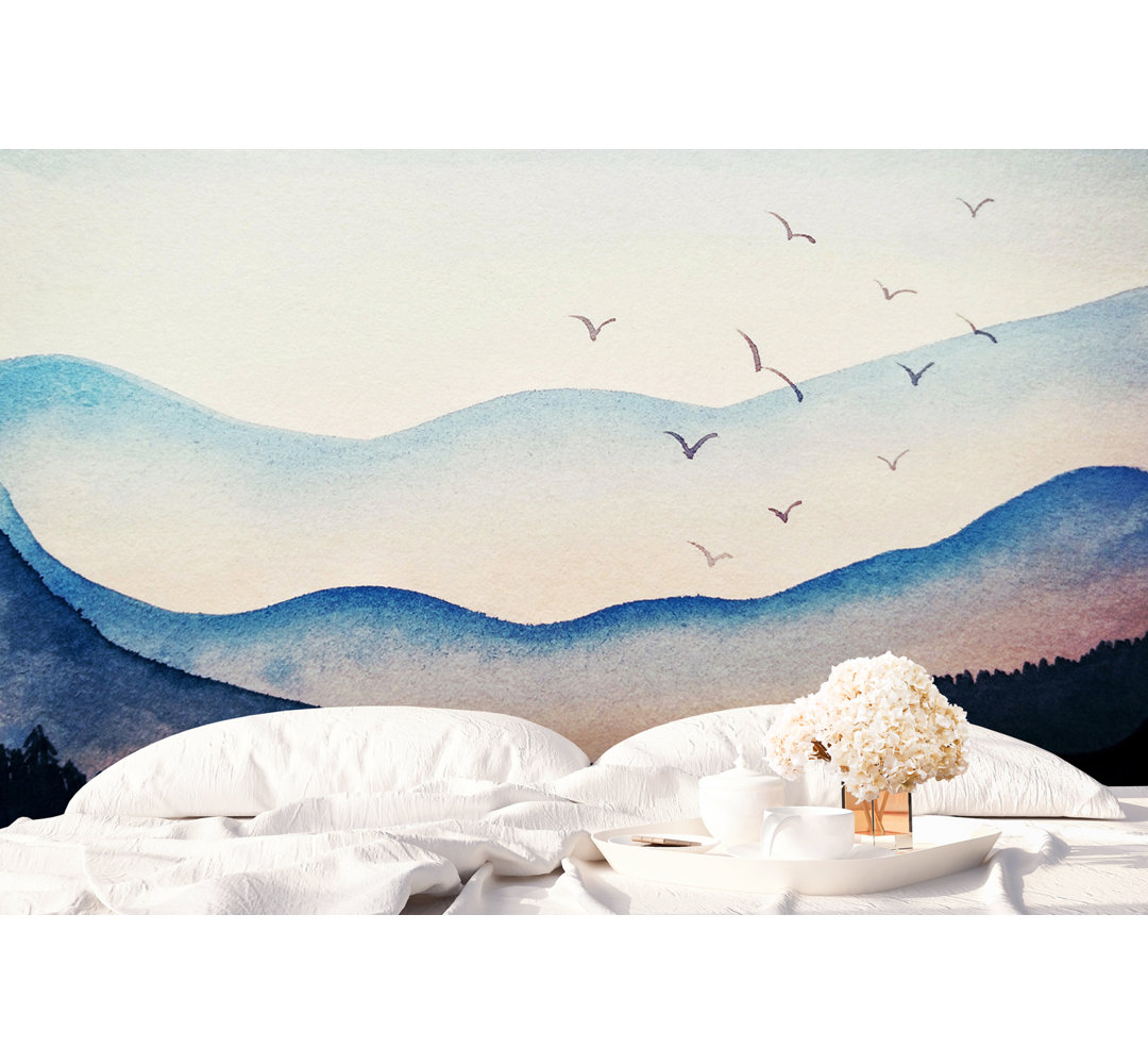 Carnkirk Peel And Stick Watercolor Landscape Mountain Wallpaper Loon Peak® 