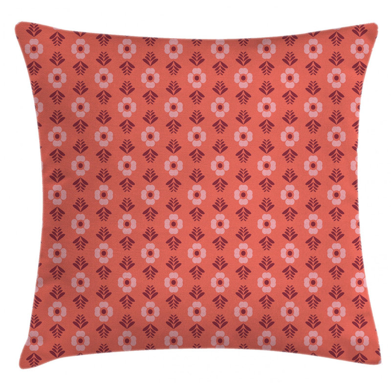 Housse de coussin décoratif à motif floral 26 po corail