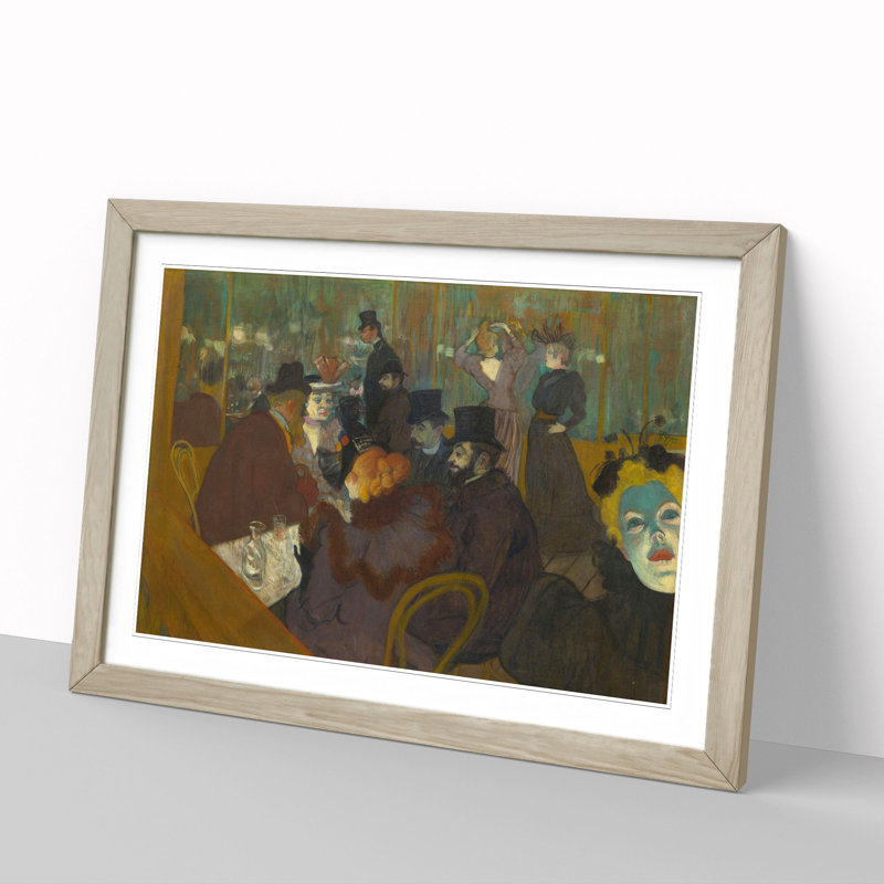 At the Cabaret by Henri De Toulouse-Lautrec - Picture Frame Painting, Oak Framed, 36cm H x 48cm W x 2cm D