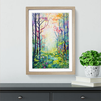 Spring Forest Orphism - Single Picture Frame Print on Wood