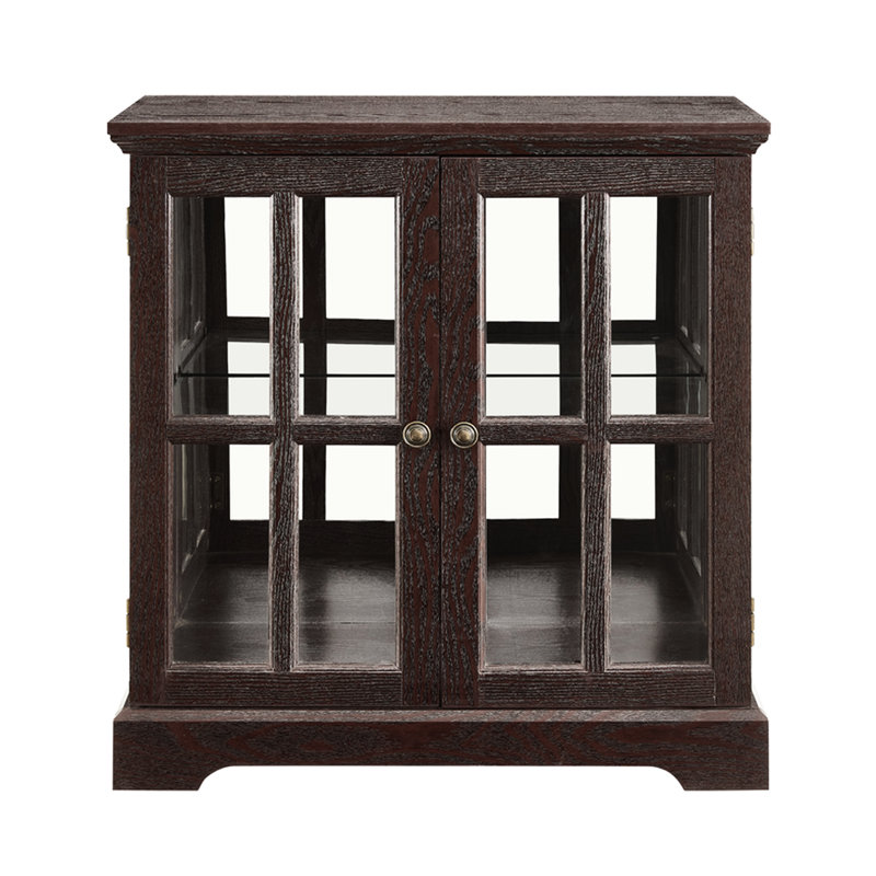 Élégante armoire de rangement avec tablettes réglables, lumières à DEL, finition antique pour la décoration de la salle à manger, décoration de lumières