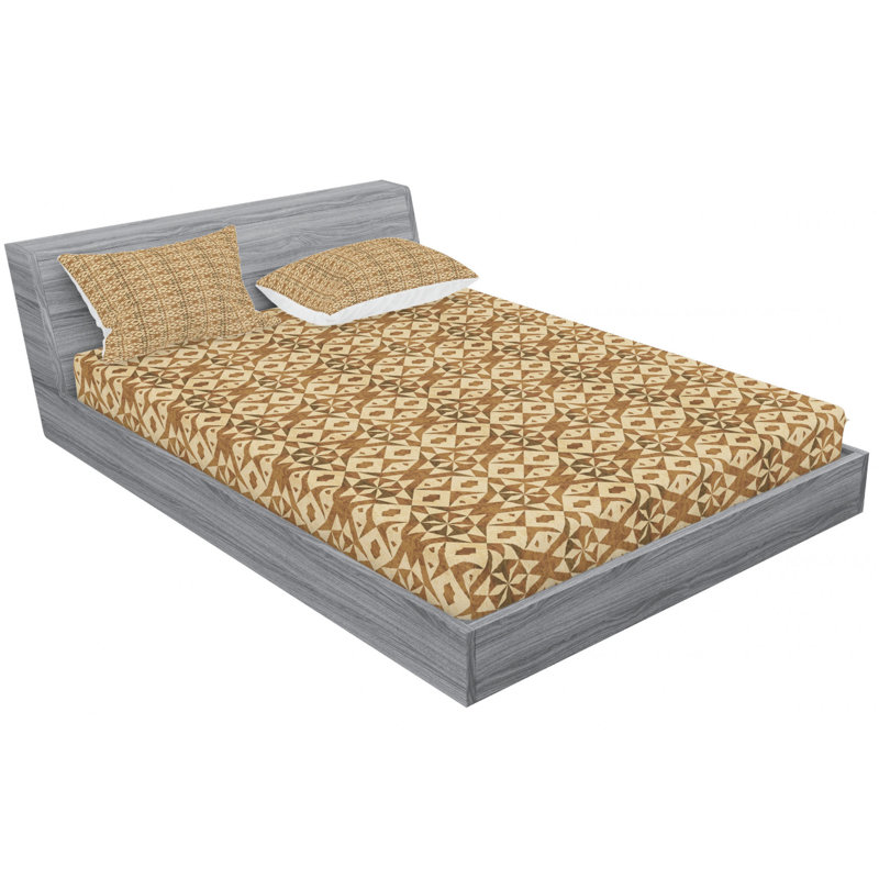 Microfiber Geometric Sheet Set, Queen Sheet Set with Fitted Sheet