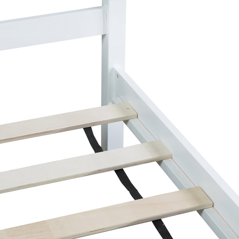 Wood Platform Standard Bed Twin Bed With Headboard And Footboard, White