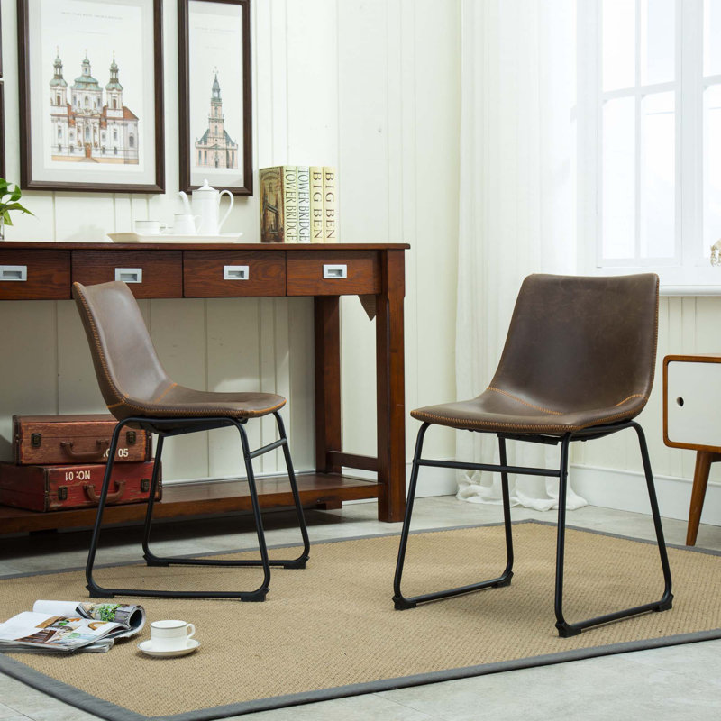 Chaises de salle à manger rétro en cuir synthétique, Brun