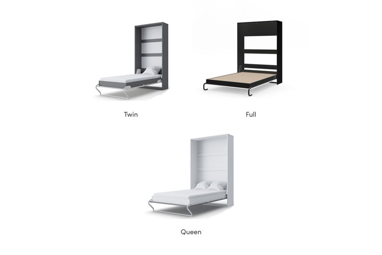 collage of a range of Murphy beds and Murphy bed sizes