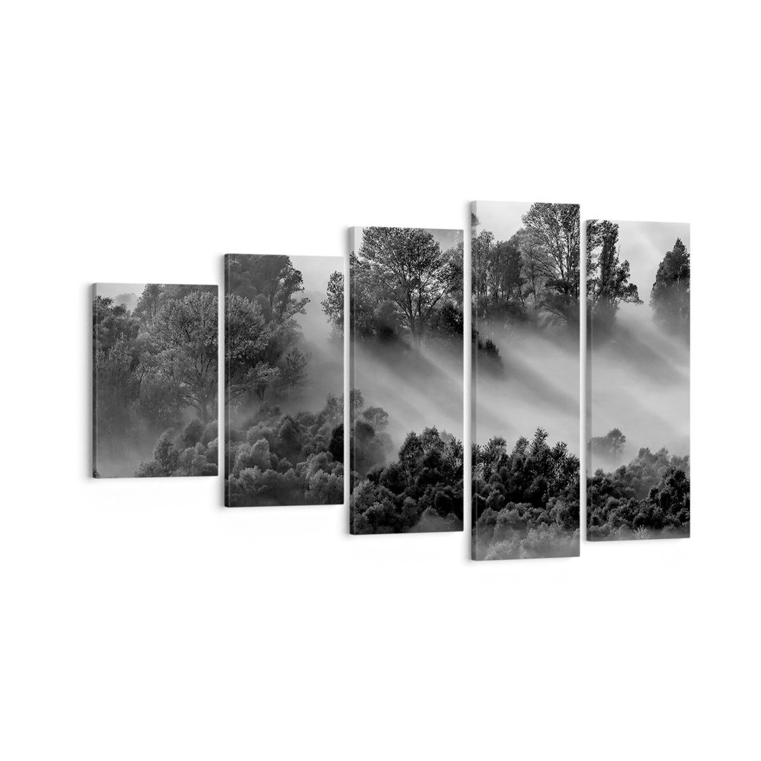 5-tlg. Leinwandbilder-Set Black and White Trees Fog