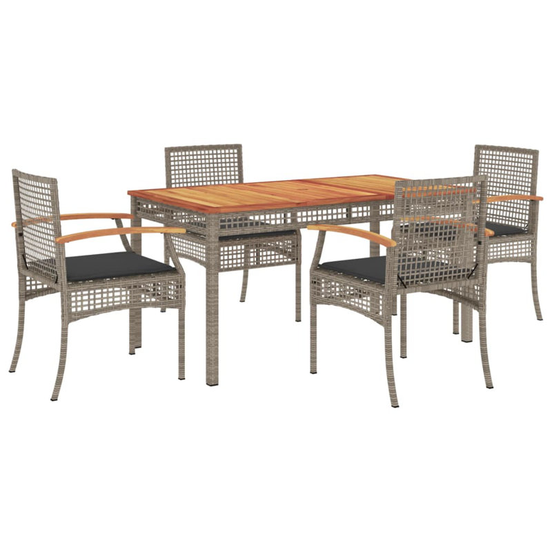 Ensemble repas 5 pièces avec coussins en rotin Bayou Breeze, Gris / Gris, H 29,5 po x l 31,5 po x L 55,1 po, 4