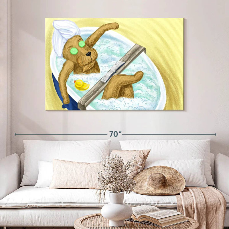 Ketti Dog In A Bubble Bath, 32" H x 48" W
