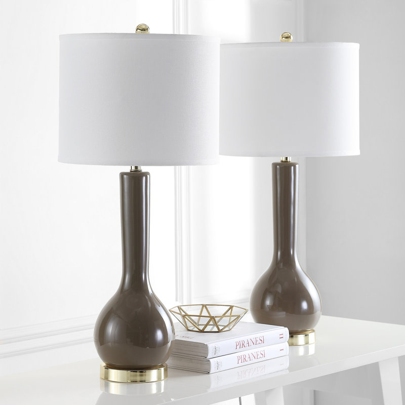 Amoure Ceramic Table Lamp, Taupe